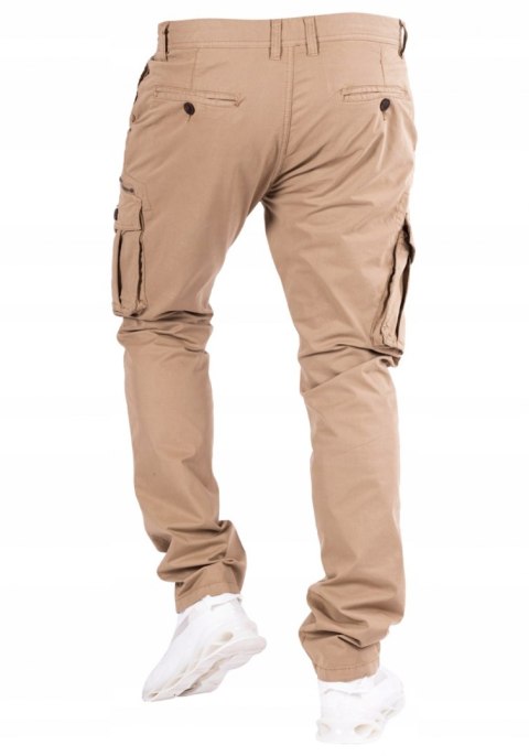R.30 ALFREDO bojówki camel WĄSKA nogawka