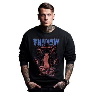 Bluza czarna męska z nadrukiem Solo Leveling Ore dake Level Up na Ken