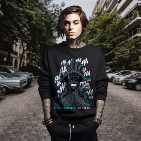 Bluza czarna męska z nadrukiem Solo Leveling Ore dake Level Up na Ken