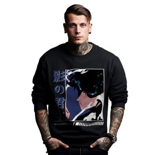 Bluza czarna męska z nadrukiem Solo Leveling Ore dake Level Up na Ken