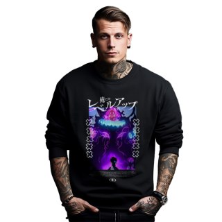 Bluza czarna męska z nadrukiem Solo Leveling Ore dake Level Up na Ken