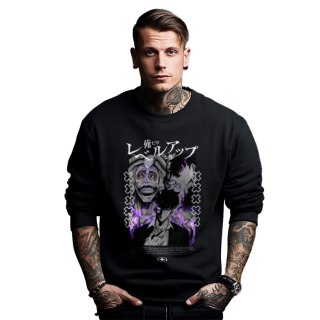 Bluza czarna męska z nadrukiem Solo Leveling Ore dake Level Up na Ken