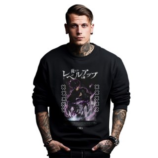 Bluza czarna męska z nadrukiem Solo Leveling Ore dake Level Up na Ken