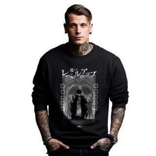 Bluza czarna męska z nadrukiem Solo Leveling Ore dake Level Up na Ken