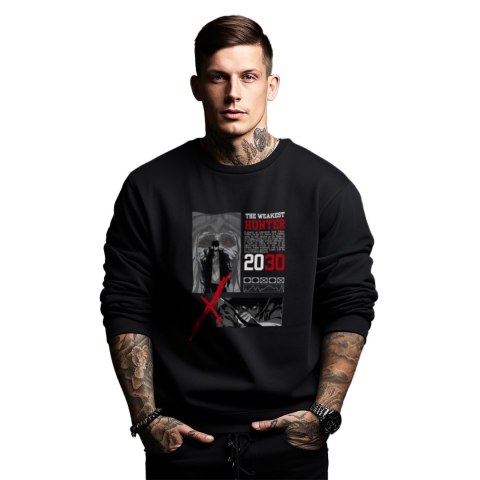Bluza czarna męska z nadrukiem Solo Leveling Ore dake Level Up na Ken Bluza czarna męska z nadrukiem Solo Leveling Ore dake Level Up na Ken