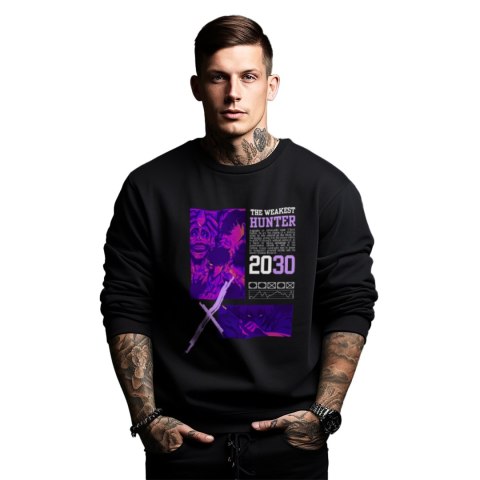 Bluza czarna męska z nadrukiem Solo Leveling Ore dake Level Up na Ken Bluza czarna męska z nadrukiem Solo Leveling Ore dake Level Up na Ken