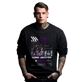 Bluza czarna męska z nadrukiem Solo Leveling Ore dake Level Up na Ken