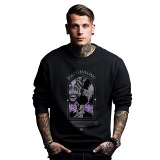Bluza czarna męska z nadrukiem Solo Leveling Ore dake Level Up na Ken