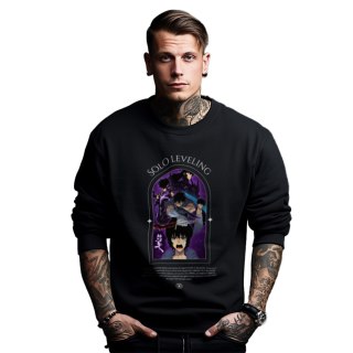 Bluza czarna męska z nadrukiem Solo Leveling Ore dake Level Up na Ken