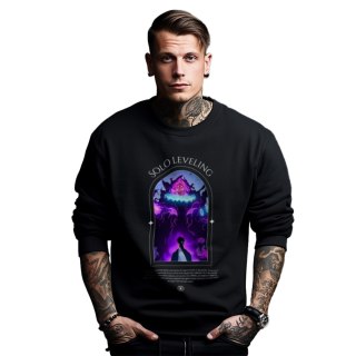 Bluza czarna męska z nadrukiem Solo Leveling Ore dake Level Up na Ken