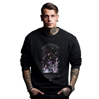 Bluza czarna męska z nadrukiem Solo Leveling Ore dake Level Up na Ken