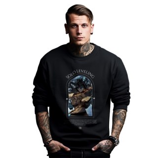 Bluza czarna męska z nadrukiem Solo Leveling Ore dake Level Up na Ken