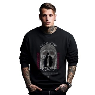 Bluza czarna męska z nadrukiem Solo Leveling Ore dake Level Up na Ken