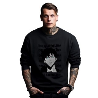 Bluza czarna męska z nadrukiem Solo Leveling Ore dake Level Up na Ken