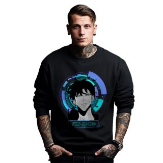 Bluza czarna męska z nadrukiem Solo Leveling Ore dake Level Up na Ken
