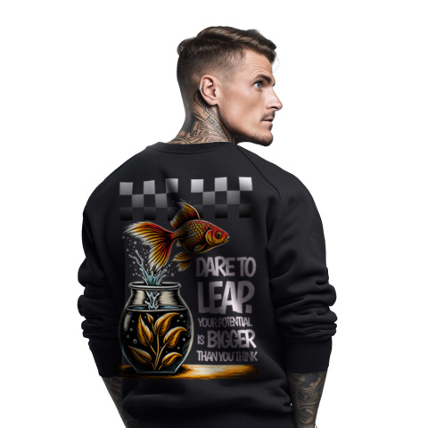 Bluza męska bez kaptura z nadrukiem na plecach "Dare to Leap" Bluza męska bez kaptura z nadrukiem na plecach "Dare to Leap"