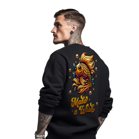 Bluza męska bez kaptura z nadrukiem na plecach "Make a Wish" Bluza męska bez kaptura z nadrukiem na plecach "Make a Wish"