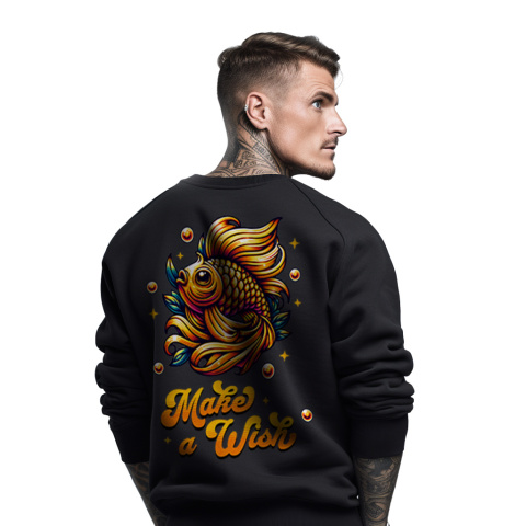 Bluza męska bez kaptura z nadrukiem na plecach "Make a Wish" Bluza męska bez kaptura z nadrukiem na plecach "Make a Wish"