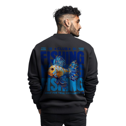 Bluza męska bez kaptura z nadrukiem na plecach "Fishing Club" Bluza męska bez kaptura z nadrukiem na plecach "Fishing Club"