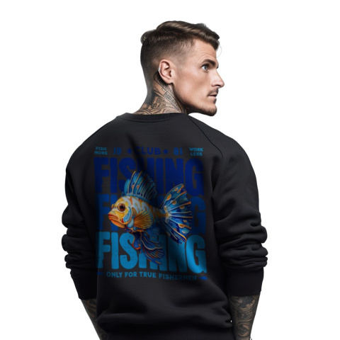Bluza męska bez kaptura z nadrukiem na plecach "Fishing Club" Bluza męska bez kaptura z nadrukiem na plecach "Fishing Club"