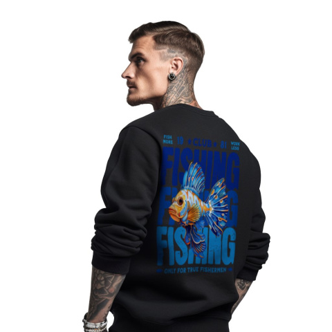 Bluza męska bez kaptura z nadrukiem na plecach "Fishing Club" Bluza męska bez kaptura z nadrukiem na plecach "Fishing Club"