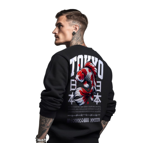 Bluza męska bez kaptura z nadrukiem na plecach "Koi Tokyo" Bluza męska bez kaptura z nadrukiem na plecach "Koi Tokyo"
