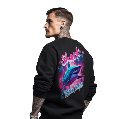 Bluza męska bez kaptura z nadrukiem na plecach "Shark Attack Mode" Bluza męska bez kaptura z nadrukiem na plecach "Shark Attack Mode"