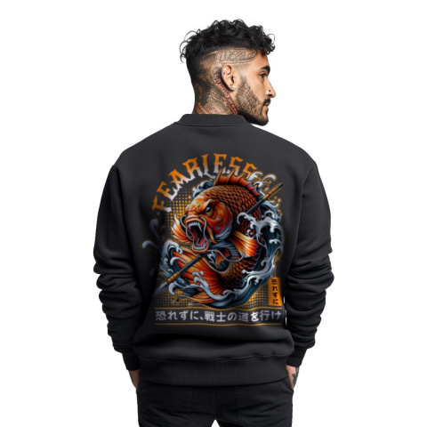 Bluza męska bez kaptura z nadrukiem na plecach "Fearless, No Fear Pat of Warrior" Bluza męska bez kaptura z nadrukiem na plecach "Fearless, No Fear Pat of Warrior"