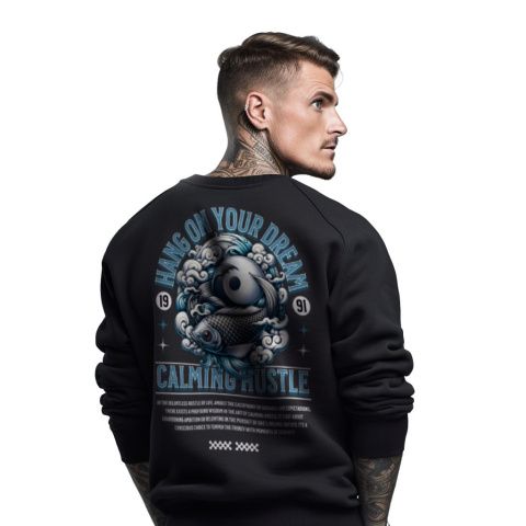 Bluza męska bez kaptura z nadrukiem na plecach "Hang On Your Dream" Bluza męska bez kaptura z nadrukiem na plecach "Hang On Your Dream"