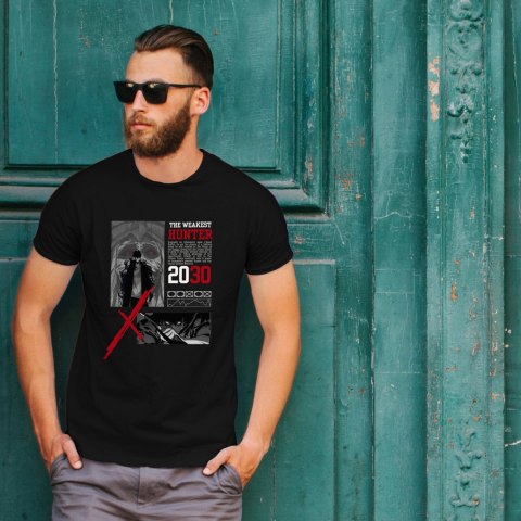 Koszulka czarna męska z nadrukiem Solo Leveling Ore dake Level Up na Ken Koszulka czarna męska z nadrukiem Solo Leveling Ore dake Level Up na Ken