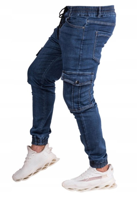 r.32 Joggery męskie JEANSOWE granatowe bojówki FIBIA