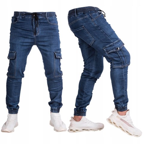 r.33 Joggery męskie JEANSOWE granatowe bojówki FIBIA